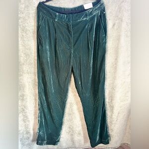 Old Navy Extra High Waisted Velvet Taylor Wide Leg Trousers - Dark Green